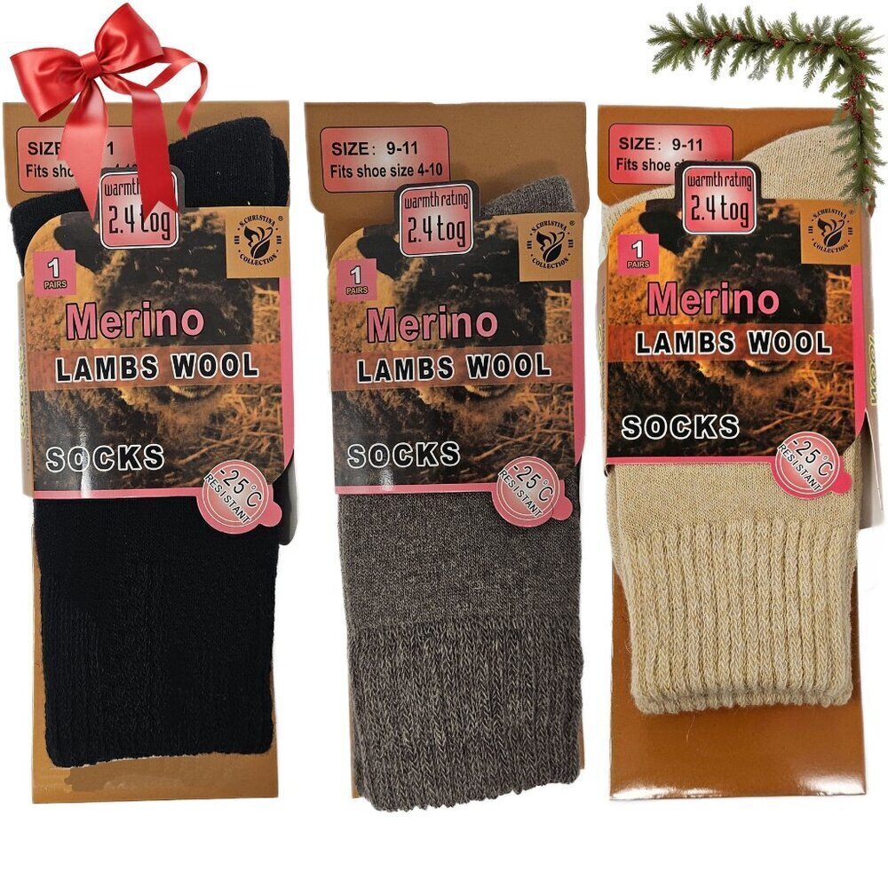 Women Lamb Wool Socks, Warm Winter Hiking Merino Lamb Wool Socks,  3-Pairs NWT